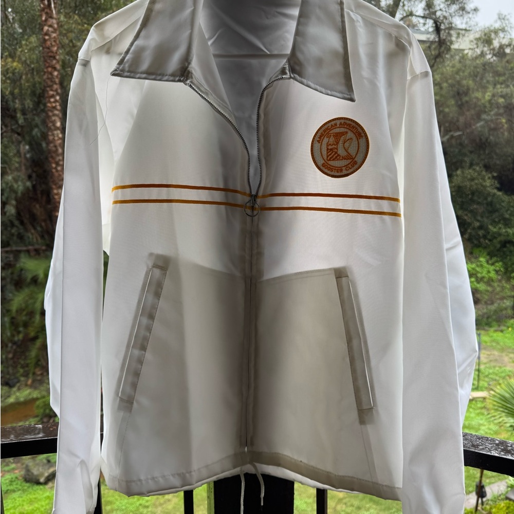 Swingster Large Vtg Zip Nylon Jacket USA American Adventure Booster Club Patch